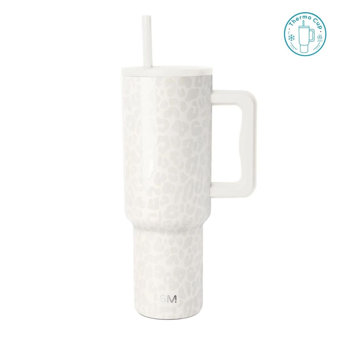 Ly giữ nhiệt có quai Summer Mood họa tiết da báo trắng 400ml/500ml CQ-SM-DBT-400/CQ-SM-DBT-500