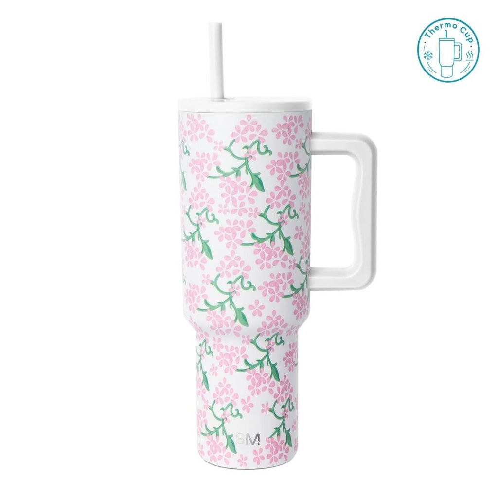 Ly giữ nhiệt có quai Summer Mood họa tiết hoa hồng xanh 400ml/500ml CQ-SM-HHX-400/CQ-SM-HHX-500