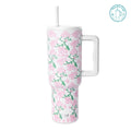 Ly giữ nhiệt có quai Summer Mood họa tiết hoa hồng xanh 400ml/500ml CQ-SM-HHX-400/CQ-SM-HHX-500