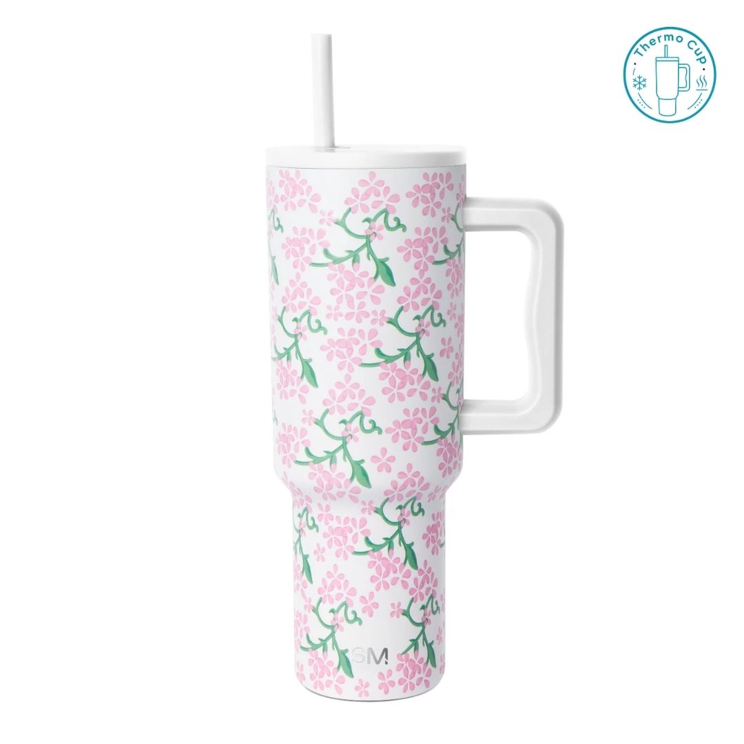 Ly giữ nhiệt có quai Summer Mood họa tiết hoa hồng xanh 400ml/500ml CQ-SM-HHX-400/CQ-SM-HHX-500