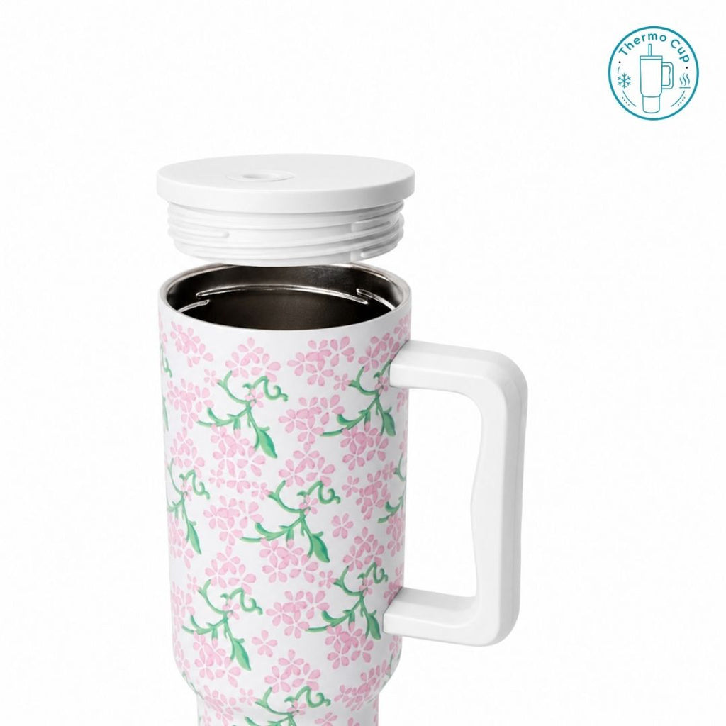 Ly giữ nhiệt có quai Summer Mood họa tiết hoa hồng xanh 400ml/500ml CQ-SM-HHX-400/CQ-SM-HHX-500