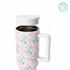 Ly giữ nhiệt có quai Summer Mood họa tiết hoa hồng xanh 400ml/500ml CQ-SM-HHX-400/CQ-SM-HHX-500