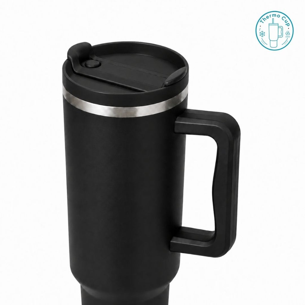 Ly giữ nhiệt có quai Zebra Wave màu đen nhám 400ml/500ml CQ-ZW-DN-400/CQ-ZW-DN-500