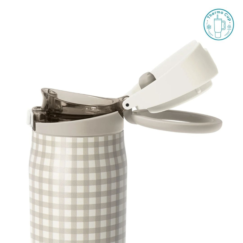Ly giữ nhiệt nắp bật Summer Mood họa tiết caro be trắng 710ml/880ml NB-SM-CBT-710/NB-SM-CBT-880