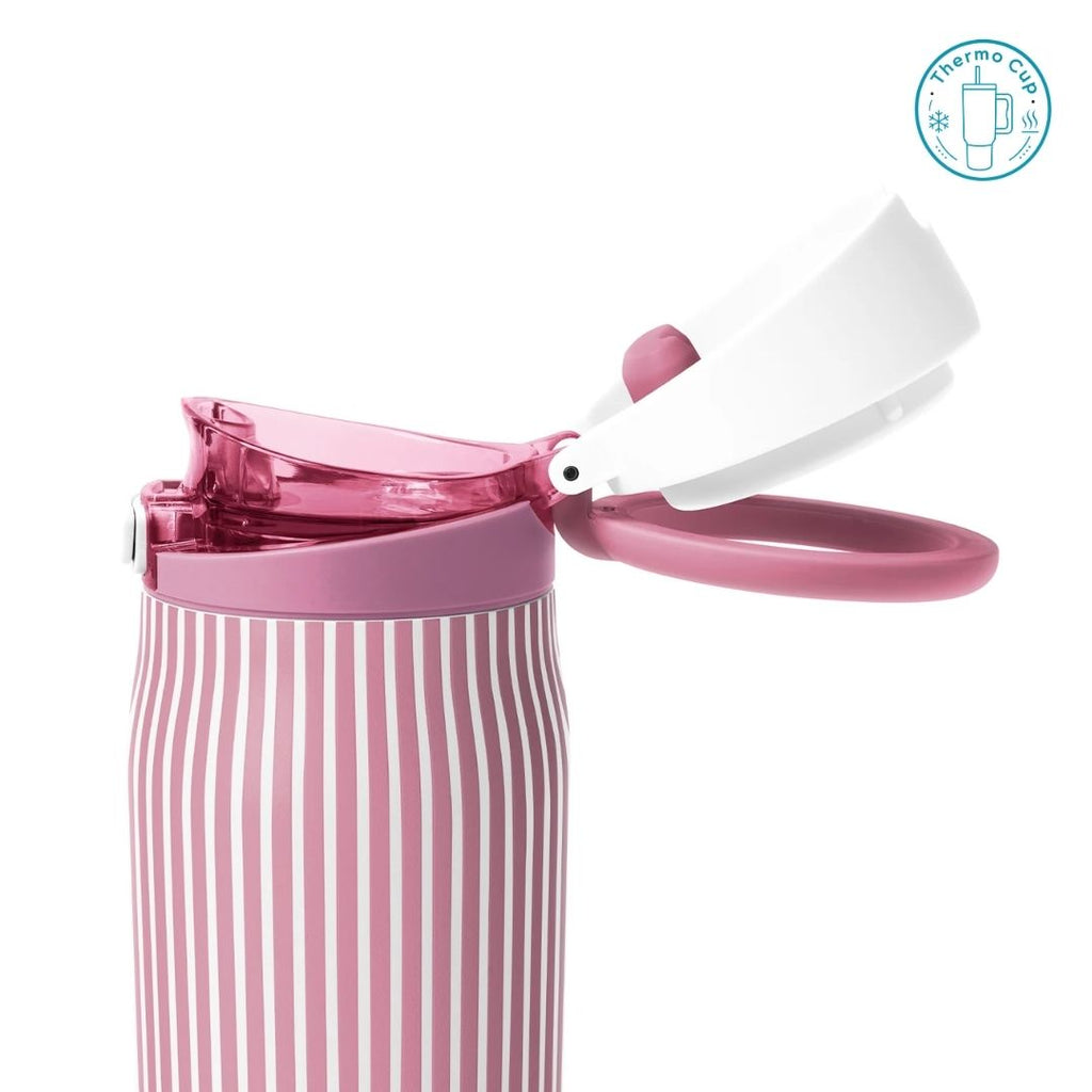 Ly giữ nhiệt nắp bật Summer Mood họa tiết sọc hồng trắng 710ml/880ml NB-SM-SHT-710/NB-SM-SHT-880