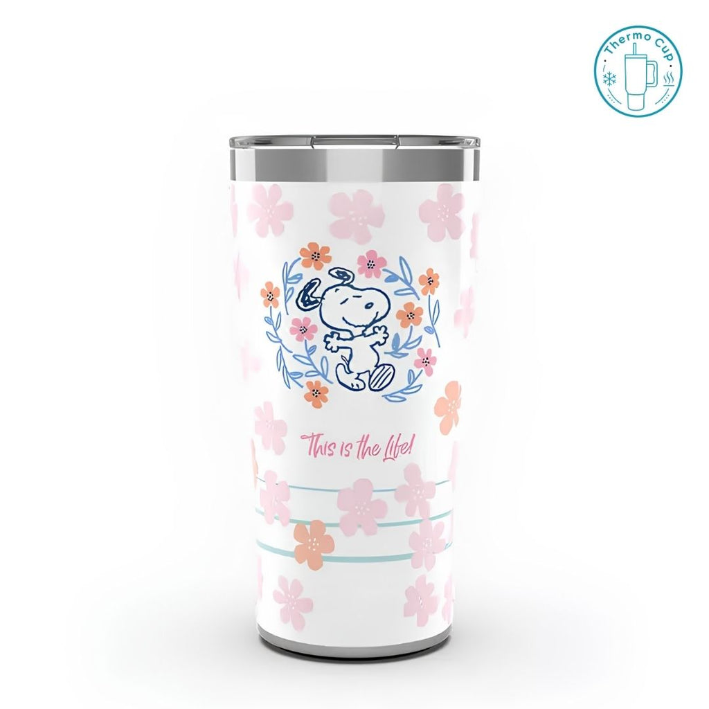 Ly giữ nhiệt vát eo Aura Flask họa tiết Snoopy và hoa anh đào 600ml/880ml VE-AF-SNHA-600/VE-AF-SNHA-880