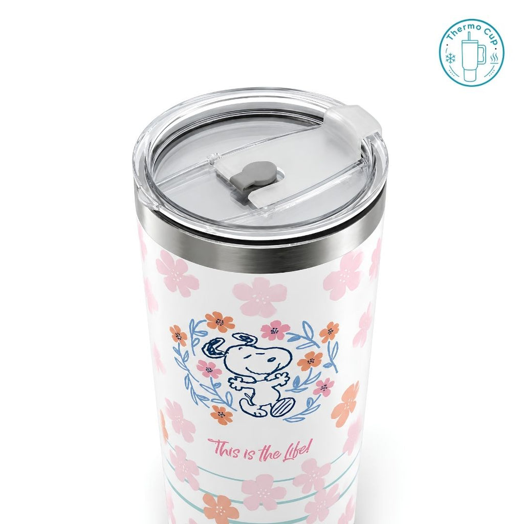 Ly giữ nhiệt vát eo Aura Flask họa tiết Snoopy và hoa anh đào 600ml/880ml VE-AF-SNHA-600/VE-AF-SNHA-880