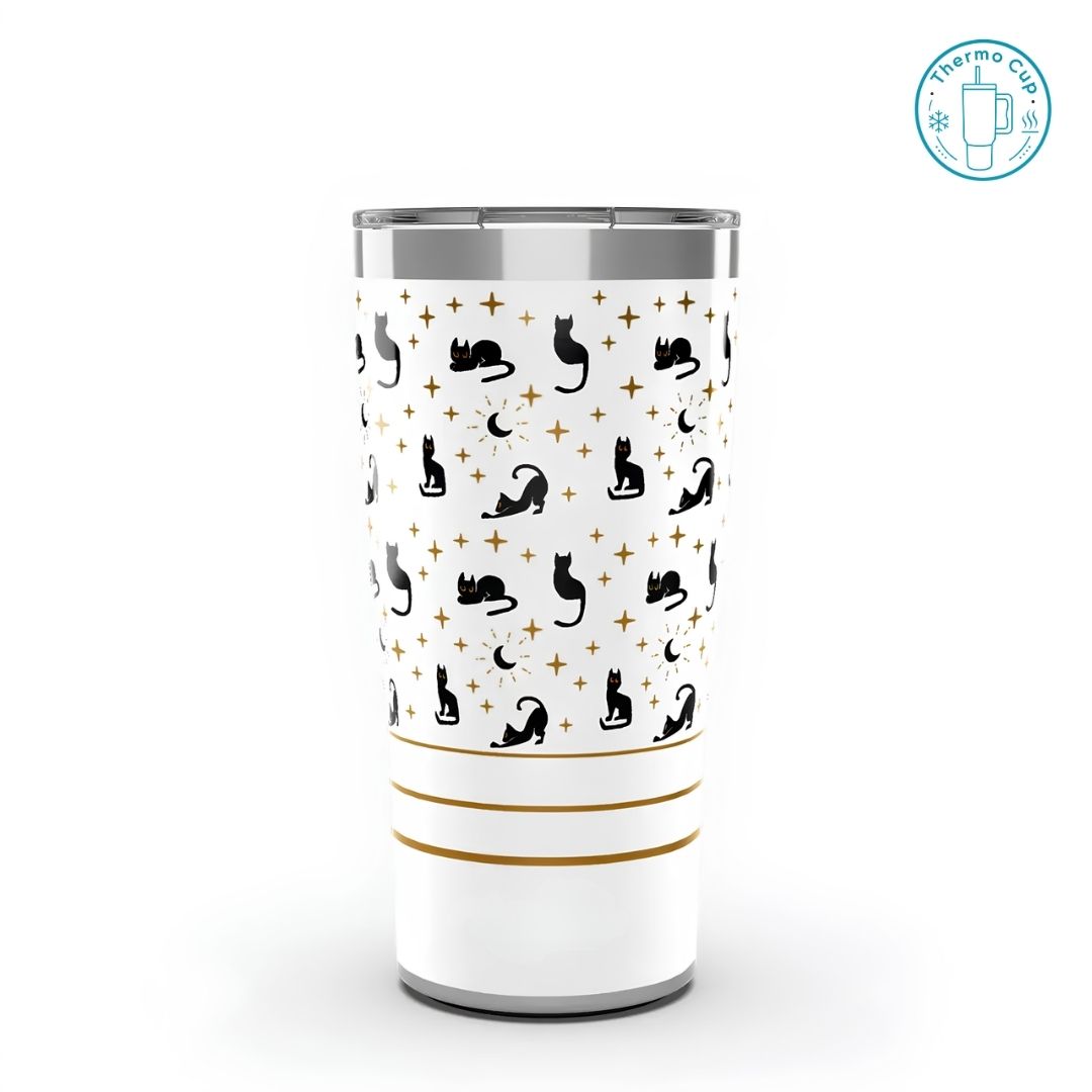 Ly giữ nhiệt vát eo Aura Flask họa tiết mèo đen và ngôi sao 600ml/880ml VE-AF-MDNS-600/VE-AF-MDNS-880