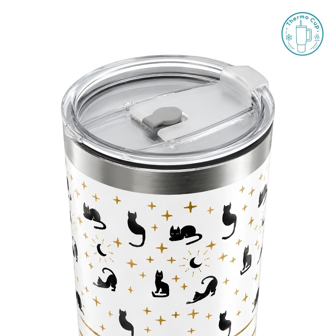 Ly giữ nhiệt vát eo Aura Flask họa tiết mèo đen và ngôi sao 600ml/880ml VE-AF-MDNS-600/VE-AF-MDNS-880